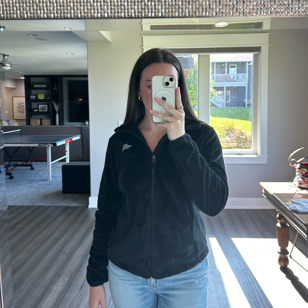 Black Fuzzy North Face Jacket